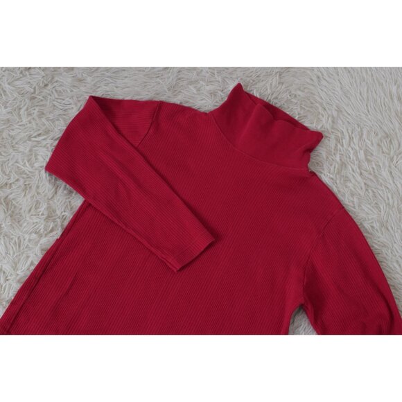 Vintage 90s Crimson Red Turtle Neck  shirt |‎ size L 14-16 - Picture 6 of 10